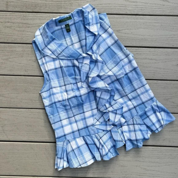 Blue Ruffled Blouses